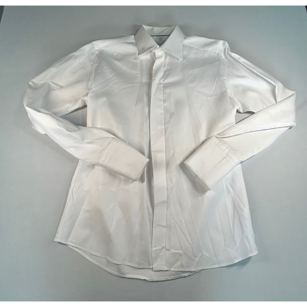 Eton Slim Fit White Textured Cotton Dress Shirt French Cuff 17 43 Mens